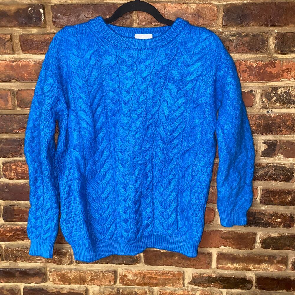 Aran Woollen Mills Blue Cable Knit Wool Pullover Sweater Women's Size Large